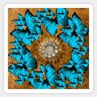 BUTTERFLY WREATH BLUE AND BROWN Sticker